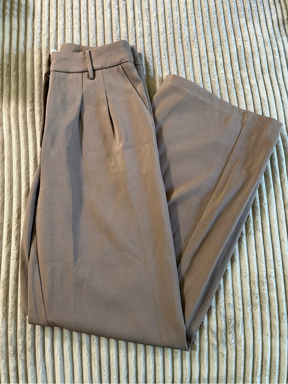 Princess Polly Taupe High-Waist Pleated Trousers
